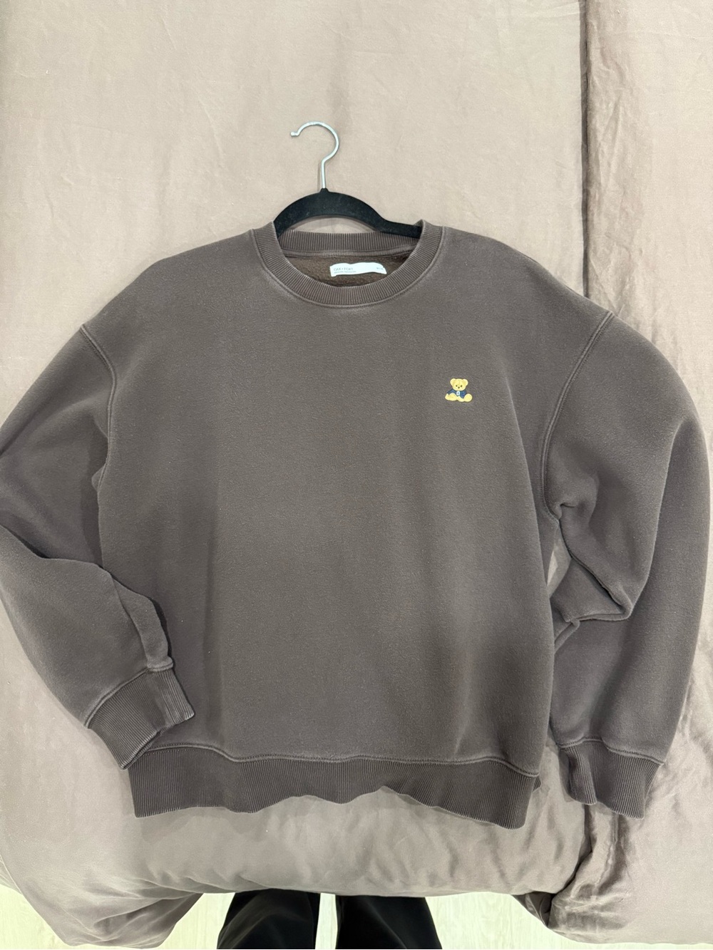 OAK + FORT Brown Crewneck with Teddy Detail